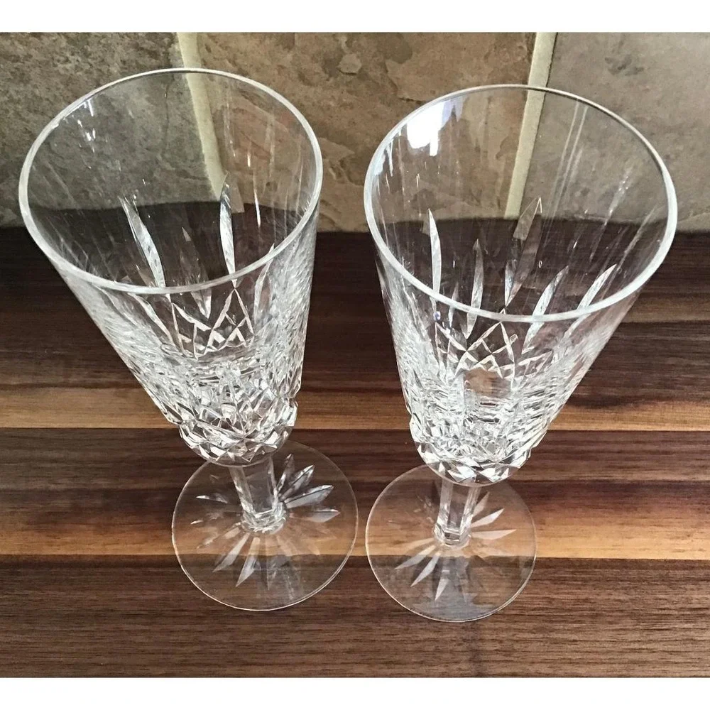 Waterford Crystal Lismore Champagne Flutes Set of 2 Lead Crystal Glasses